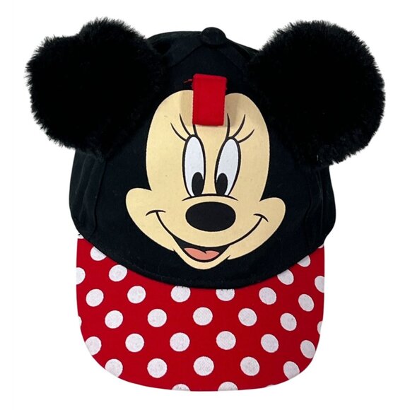 CLEARANCE Disney Minnie Mouse Hat Girls Kids Baseball Cap Red Black Polka Dots - Picture 3 of 8